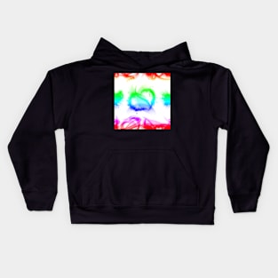 Funky Rainbow Hearts With White Background Kids Hoodie